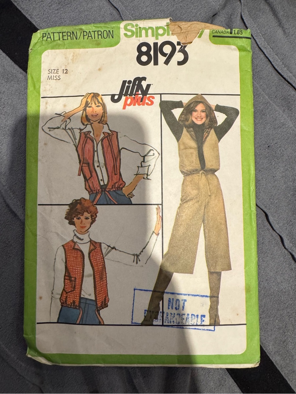 Simplicity 1970s vest and pants sewing pattern